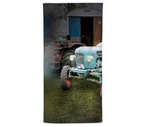 fotobar!style Asciugamano da spiaggia 90 x 180 cm auto d'epoca trattore rovere