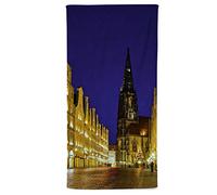 fotobar!style Munster - Asciugamano da Spiaggia 90 x 180 cm, Il Mercato dei principi, sullo Sfondo della Chiesa di San Lamberti