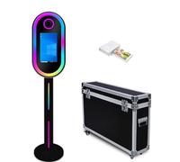 Fotobooth portatile a specchio magico con touch screen da 15,6 pollici con illuminazione RGB e custodia per selfie Photo Booth per eventi di festa di nozze (nero, macchina per foto + stampante)