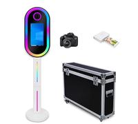 Fotobooth portatile a specchio magico con touch screen da 15,6 pollici con illuminazione RGB e custodia per selfie Photo Booth per eventi di festa di nozze (bianco, macchina fotografica, fotocamera)