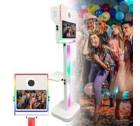 Fotobooth portatile per eventi, macchina fotografica per selfie, cabina video per fotocamera DSLR per eventi, include custodia per riporre e trasportare facilmente, con touch screen da 15,6" e luce ad