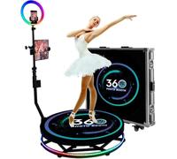 FotoCabina 360° con Telecomando e Custodia, Cabina Video Slow Motion per Feste e Matrimoni, Supporto Multi-Dispositivo e Luce Anello - Strumento Professionale per Eventi e Social Media,115cm