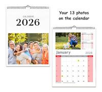 Fotocalendario Personalizzato 2026, Crea il Tuo Calendario Murale con Foto - Ideale per Casa, Ufficio e Occasioni Speciali (Bianco, A4)