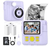 Fotocamera a stampa istantanea per bambini, con 3 rotoli di carta per stampante, 1080p, per bambini dai 3 ai 12 anni, con scheda SD da 32 GB, regali di Natale e compleanno per ragazze e ragazzi di 3,