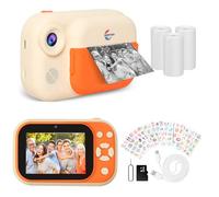 Fotocamera a stampa istantanea per bambini con schermo grande da 3,5", regalo di Natale di Halloween per ragazzi e ragazze dai 3 anni in su, doppia fotocamera anteriore e posteriore con video 1080p