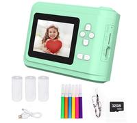 Fotocamera a stampa istantanea per bambini, fotocamera digitale 1080p per ragazzi e ragazze, schermo da 2,4 pollici, include scheda SD da 32 GB, lettore MP3, giochi divertenti e 3 rotoli di carta