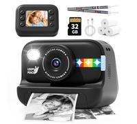 Fotocamera a stampa istantanea per bambini, regalo di compleanno di Natale per ragazzi dai 3 ai 12 anni, video 1080p, scheda SD da 32 GB, giocattolo portatile da viaggio per bambini da 3 4 5 6 7 8 9