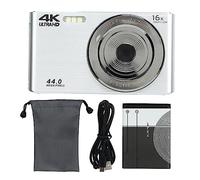 Fotocamera compatta, Fotocamera digitale, Fotocamera con zoom digitale 16X Schermo da 2,8 pollici 4K 44MP Custodia in plastica antiurto Fotocamera HD per fotografia Mini (Silver)