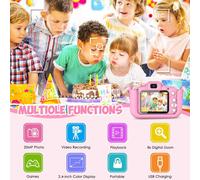 Fotocamera creativa per bambini, videocamera digitale con custodia in morbido silicone a tema cartoni animati, modalità selfie e molteplici