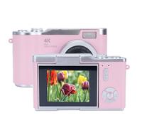 Fotocamera digitale, 1080P 48MP HD Flip Screen Micro Single Vlog Camera con Zoom 8X, Piccola Fotocamera Compatta per Ragazzi Ragazze Bambini (Rosa)