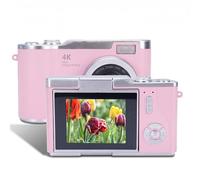 Fotocamera digitale, 1080P 48MP HD Flip Screen Micro Single Vlog Camera con Zoom 8X, Piccola Fotocamera Compatta per Ragazzi Ragazze Bambini (Rosa)