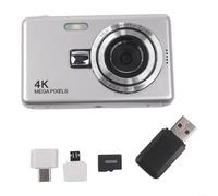 Fotocamera digitale 1080P che supporta foto da 96 MP, zoom digitale 16x, display IPS HD da 2,4 pollici per anteprima e revisione in tempo reale (argento 32G)