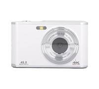 Fotocamera digitale 48MP 4K Video 16x Zoom Auto Focus Anti Shake 2,4 pollici - Telecamera IPS compatta con due obiettivi per la conclusione del viaggio (bianco)