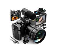 Fotocamera digitale 48MP 4K, Zoom digitale 16x, Schermo flip 3" 180 Grandangolare - Nero