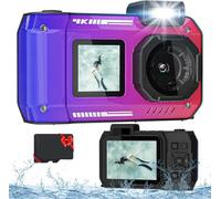 Fotocamera digitale 4K 33FT con scheda 64G, fotocamera subacquea da 48 MP, impermeabile, robusta, antipolvere, antiurto, per snorkeling, immersioni, selfie, doppio schermo, punto e fotocamera digitale
