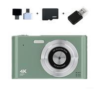 Fotocamera digitale 4K, 48 MP con schermo da 2,4 pollici, zoom 16x, CCD retrò fotocamera con rilevamento del volto flash per studenti di livello base (verde 32G)