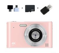 Fotocamera digitale 4K, 48 MP con schermo da 2,4 pollici, zoom 16x, CCD retrò fotocamera con rilevamento del volto flash per studenti di livello base (rosa 32G)