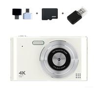 Fotocamera digitale 4K, 48 MP con schermo da 2,4 pollici, zoom 16x, CCD retrò fotocamera con rilevamento del volto flash per studenti di livello base (bianco 32G)