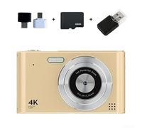Fotocamera digitale 4K, 48 MP con schermo da 2,4 pollici, zoom 16x, CCD retrò fotocamera con rilevamento del volto flash per studenti di livello base (oro 32G)