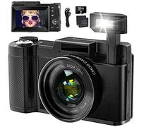 Fotocamera digitale 4K 48MP Vlogging Camera per YouTube Zoom digitale 16X con funzione macro e flash sollevabile, fotocamera compatta per fotografia 3 '' 180 ° Flip Screen, 32 GB TF Card, 2 batterie