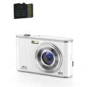 Fotocamera digitale 4K 48MP Zoom 16x Webcam con scheda di memoria da 32 GB Silver - Nouvo