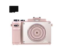 Fotocamera digitale 48 MP, zoom digitale 18x, luce di riempimento integrata, anti-shake, autofocus, doppia fotocamera con scheda TF da 32 GB (rosa)