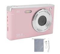 Fotocamera digitale 4K 50MP con luce di riempimento, zoom 16x, anti-vibrazione, autofocus AF per ritratti e paesaggi vividi, design compatto e portatile (Pink)
