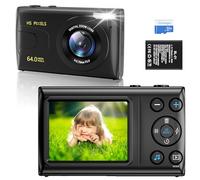 Fotocamera digitale, 4K 64 MP, fotocamera digitale Point and Shoot con zoom 18x, fotocamera compatta per Vlogging per adolescenti, adulti, ragazzi, ragazze, bambini, anti vibrazione, messa a fuoco