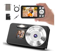 Fotocamera digitale 4K, autofocus da 64 MP, fotocamera compatta, zoom digitale 18x, display da 2,8", time-lapse e registrazione in loop, webcam, fotocamera compatta con scheda SD da 32 GB, ideale per