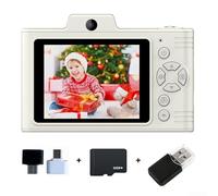 Fotocamera digitale 4K: compatta e portatile da 48 MP, schermo IPS da 2,8", lenti doppie HD, video 2,5K, zoom 8x, batteria 700 mAh | 40 adesivi per avatar, 26 cornici per foto e 6 filtri (bianco 32G)