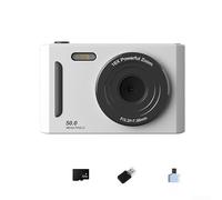 Fotocamera digitale 4K, fotocamera CCD retrò da 64 MP con zoom 8X, fotografia portatile di livello base con funzione webcam per studenti e adolescenti in viaggio, IPS da 2,4" (bianco 32G)