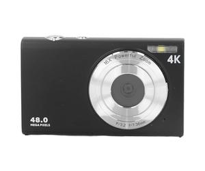 Fotocamera Digitale 4K, Fotocamera Compatta da 48 MP con Schermo IPS HD da 2,8 Pollici, Messa a Fuoco Automatica con Zoom 16X, Fotocamera Tascabile (BLACK)