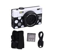 Fotocamera digitale 4K, fotocamera HD da 64 MP con messa a fuoco automatica con schermo da 3 pollici e 10 filtri, fotocamera portatile rosa anti-vibrazione per i viaggi (bianco nero)