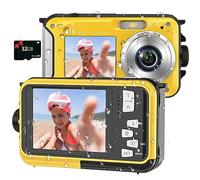 Fotocamera digitale 4K Fotocamera subacquea da 16 FT con scheda da 32 GB 64 MP Autofocus a doppio schermo Selfie Fotocamera impermeabile per snorkeling Compact