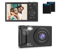 Fotocamera digitale 4K, Nvgfelis 48 MP, fotocamera compatta point&shoot con scheda da 32 GB, 2 batterie da 1050 mAh, zoom 16X anti-vibrazione, piccola fotocamera digitale portatile