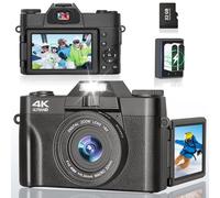 Fotocamera digitale 4K per fotografia e video, fotocamera digitale da 56 MP con schermo a scatto, fotocamera UHD per vlogging con scheda 32G, zoom 16x, fotocamere compatte 4K per ragazzi ragazze