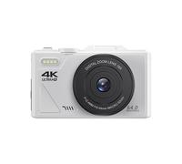 Fotocamera Digitale 4K, Schermo Ribaltabile da 3 Pollici, Zoom UHD 18X da 64 MP, Autofocus, Fotocamera Compatta Retrò, Fotocamera Portatile Bianca
