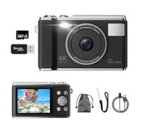 Fotocamera digitale 4K, vera fotocamera da vlogging 50 MP con scheda TF 32 G, zoom 16x, messa a fuoco automatica AF, schermo anti-tremore (nero)