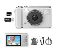 Fotocamera digitale 4K, vera fotocamera da vlogging 50 MP con scheda TF 32 G, zoom 16x, messa a fuoco automatica AF, schermo anti-tremore, schermo LED da 2,83 pollici, Flash, dispositivo