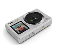 Fotocamera digitale, 5 K 80 MP CCD, doppio schermo, zoom 18x, videoregistratore portatile WIFI trasferimento Vlogging fotocamera per studenti in viaggio (bianco)