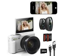 Fotocamera digitale 5K 75MP Zoom digitale 18X, telecamere Vlogging aggiornate con WiFi e microfono, obiettivo grandangolare e macro, 3 pollici 180 ° Flip Screen Webcam da viaggio per adolescenti