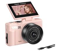 Fotocamera Digitale 5K Autofocus WiFi Vlog Camera con Schermo Girevole A 180, Fotocamera Compatta per Principianti, Adolescenti C