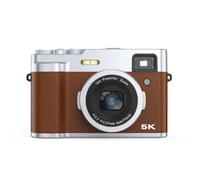 Fotocamera digitale 5K con fotocamere anteriore e posteriore, mirino, autofocus, anti-shake Brown - Nouvo