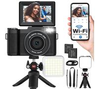 Fotocamera digitale 5K con WiFi 64MP Autofocus Full HD Vlogging Camera per YouTube Point and Shoot Camera con Flip Screen Fotografia Fotografia Fotocamere per Principianti con Luce Selfie, Mini