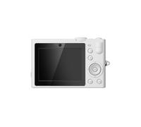 Fotocamera digitale 5K per fotografia con doppio obiettivo anteriore e posteriore, bianca