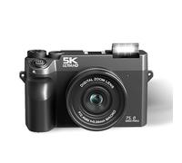 Fotocamera digitale 5K Ultra HD con doppio obiettivo anteriore e posteriore, zoom digitale 18x e connettività WiFi, videocamera compatta in bianco e nero per streaming e videochiamate