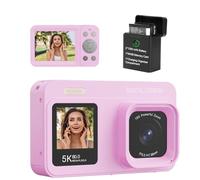 Fotocamera digitale a doppio schermo 5K, 80 MP, per YouTube, Campus, viaggi, fotocamera compatta per adolescenti e principianti con messa a fuoco automatica, zoom 18x, anti-vibrazione, viola