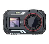 Fotocamera digitale a doppio schermo da 48 MP 2,5 K con display principale da 3 pollici e schermo secondario da 1,54 pollici, condivisione WiFi, memoria fino a 256 GB, struttura in ABS (nero)