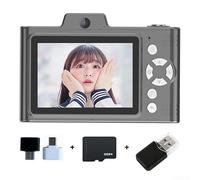 Fotocamera digitale, CCD portatile, doppia lente HD retrò, fotocamera per studenti, batteria da 700 mAh, display IPS da 2,8 pollici, scheda TF, trasferimento OTG (nero, 32 G)