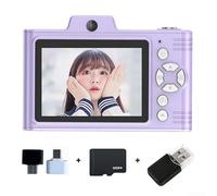 Fotocamera digitale, CCD portatile, doppia lente HD retrò, fotocamera per studenti, batteria da 700 mAh, display IPS da 2,8 pollici, scheda TF, trasferimento OTG (viola 32G)